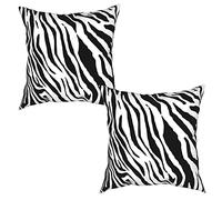 Ailietra Zebra Print Throw Pillow Covers 40x40 cm Set of 2, Zebra Black White Pillow Cushion Cases, Decorative Square Pillowcases for Sofa Couch Bedroom Living Room Car Seat