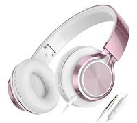 AILIHEN C8 Headphones with Microphone and Volume Control Folding Lightweight Headset for Cellphones Tablets Smartphones Laptop Computer PC Mp3/4 (Rose Gold)
