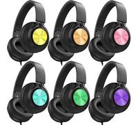 AILIHEN Headphones Wired 6 Pack for School Bulk, Over-Ear Headsets with Microphone for Kids Students, Teens, Classroom, Library, Chromebook, Laptop, Adjustable, Foldable, 3.5mm Jack (6 Colorful)