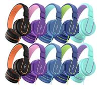 AILIHEN Kids Headphones Bulk 10-Pack for K-12 School Classroom, On-Ear Wired Headset with Microphone for Students Children with 93dB Volume Limited, 3.5mm Jack for Chromebooks Tablets Laptop Computer
