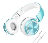 Ailihen MS300 Wired Headphones with Microphone for Chromebook Laptop Computer Smartphone, 3.5mm Foldable Lightweight Headset for School Teen Girls Boys Teenager Online Zoom (Lime Green)