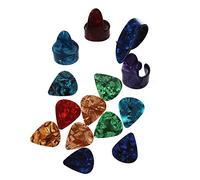 ailill 3 Finger Picks + 1 Thumb Pick Plectrums Guitar Plastic & 10 Pcs Stylish Colorful Celluloid Guitar Pick 0.71mm