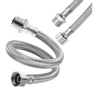 Aililong 3 Pieces Flexible Hose 3/8 Inch Panzer Hose Tap Water Extension Connection 25 cm