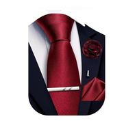 Ailisus Burgundy Ties for Men Satin Necktie and Pocket Square Set Wedding
