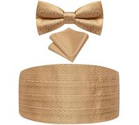 Ailisus Gold Bow Tie and Cummerbund Set Tuxedo Cumberband for Men with Pretied Bowtie Pocket Square Wedding Galas