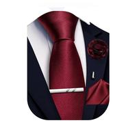 Ailisus Maroon Ties for Men Satin Necktie and Pocket Square Set Wedding