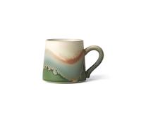 AILIUXIAOYAN Coffee Mug Handmade 11.1oz Ceramic Coffee Mug with Lid, Green Gradient