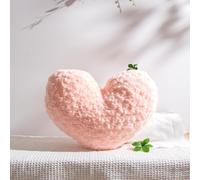 Ailive 16" Blush Nude Heart Pillow, Luxury 600GSM Rose Textured Faux Rabbit Fur, Soft Apricot Aesthetic Decorative Throw Pillow for Couch Bed, Healing Neutral Pink Heart Cushion Decor