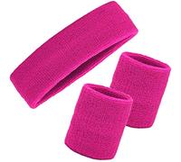 Ailiver Wristbands Headbands Wrist Sweatband Set 3 Pieces Men Women Sweat Bands Absorbent for Gym Sports Tennis Running Exercise Basketball Wrist Sweatband Moisture Wicking (3 Pieces)