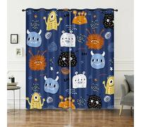 AILONEN Kids Monsters Curtains,Cute Cartoon Monsters Window Curtain,Funny Children Window Treatments Drapes for Girl Room 52" W x 63" H Decor 2 Panels