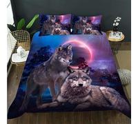 AILONEN Wolf Duvet Cover Set Queen Size,Outdoors Wolf Comforter Cover Set,Safari Animals Wolves Pattern Bedding Set for Boys Teen Adults Room Decor 3 Pieces, 1 Quilt Cover and 2 Pillowcases