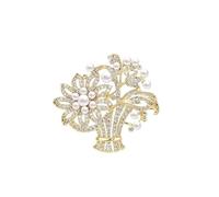 AILONMEI Elegant Pearl Flower Brooch Pins For Women Fashion Vintage Gold Floral Women's Brooches & Pins Lady Costume, S, Copper Faux Pearl, no gemstone