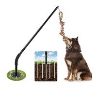 AILOOCEDI Tether Tug Outdoor Dog Toy with Chew Rope, Adjustable Height Sturdy Metal Tug of War Interactive Pull Pet Toys Exercise Game for Dog Self Play in Yard Park Playground