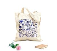 AILOONG A Collection Of Halloween Doodle Objects Cotton Canvas Shoulder Bags 340g/m² thick fabric Uses as a tool bag