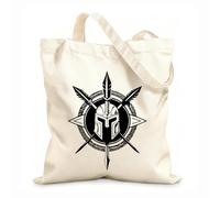 AILOONG A Dynamic Logo Of Warrior Wielding Cotton Canvas Shoulder Bags 12 oz thick fabric Uses as a tool bag 31x36cm Medium