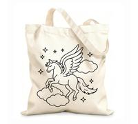 AILOONG a mythical winged horse soaring through the clouds with it's wings spread wide surrounded by Canvas Wine Gift Bag 12 oz thick fabric Matches clothing 25x30cm Small
