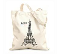 AILOONG abstract line eiffel tower Reinforced Bottom Canvas Bag 12 oz thick fabric Uses as a gift bag 25x30cm Small