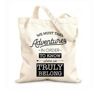 AILOONG Adventure Awaits Inspiring Quote Words Unbleached Canvas Tote Bag 12 oz thick fabric Uses as a tool bag 25x30cm Small