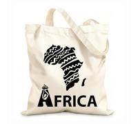 AILOONG African Continent Symbol Map Ethnic Ornament Cotton Canvas Shopping Bag 12 oz thick fabric Uses as a gift bag 31x36cm Medium