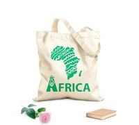 AILOONG African Continent Symbol Map Ethnic Ornament Cotton Canvas Shopping Bag 340g/m² thick fabric Uses as a gift bag