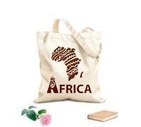 AILOONG African Continent Symbol Map Ethnic Ornament Cotton Canvas Shopping Bag 340g/m² thick fabric Uses as a gift bag