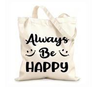 AILOONG always be happy typography Canvas Wine Gift Bag 12 oz thick fabric Matches clothing 25x30cm Small