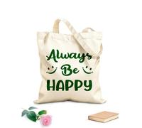 AILOONG always be happy typography Canvas Wine Gift Bag 340g/m² thick fabric Matches clothing