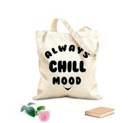 AILOONG always chill mood typography Canvas Wine Gift Bag 12 oz thick fabric Matches clothing 31x36cm Medium