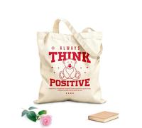 AILOONG always think positive slogan typography with a cute teddy bear in vintage style Canvas Wine Gift Bag 340g/m² thick fabric Matches clothing