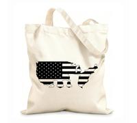 AILOONG American Flag Patriotic Remember Honor Soldier Cotton Canvas Shopping Bag 12 oz thick fabric Uses as a gift bag 31x36cm Medium