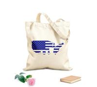 AILOONG American Flag Patriotic Remember Honor Soldier Cotton Canvas Shopping Bag 340g/m² thick fabric Uses as a gift bag