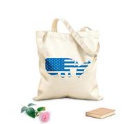 AILOONG American Flag Patriotic Remember Honor Soldier Cotton Canvas Shopping Bag 340g/m² thick fabric Uses as a gift bag
