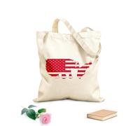AILOONG American Flag Patriotic Remember Honor Soldier Cotton Canvas Shopping Bag 340g/m² thick fabric Uses as a gift bag