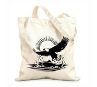 AILOONG an eagle flying over a fish and sun Canvas Wine Gift Bag 12 oz thick fabric Matches clothing 25x30cm Small