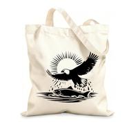 AILOONG an eagle flying over a fish and sun Canvas Wine Gift Bag 12 oz thick fabric Matches clothing 35x40cm Large