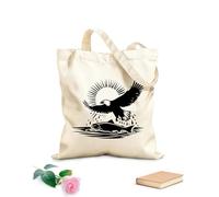 AILOONG an eagle flying over a fish and sun Canvas Wine Gift Bag 12 oz thick fabric Matches clothing 35x40cm Large