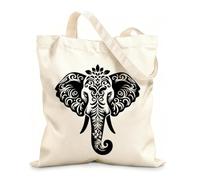 AILOONG an elephant head with ornate patterns Canvas Wine Gift Bag 12 oz thick fabric Matches clothing 35x40cm Large