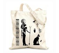 AILOONG Ancient Egyptian Goddess Bastet With Cat Canvas Tote Bag 12 oz thick fabric Replaces school bag 25x30cm Small