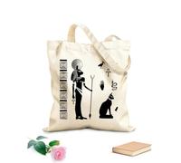 AILOONG Ancient Egyptian Goddess Bastet With Cat Canvas Tote Bag 12 oz thick fabric Replaces school bag 25x30cm Small