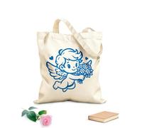 AILOONG Angel Cupid flying with a bouquet of flowers in his hands Canvas Wine Gift Bag 340g/m² thick fabric Matches clothing