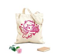 AILOONG Angel Cupid flying with a bouquet of flowers in his hands Canvas Wine Gift Bag 340g/m² thick fabric Matches clothing