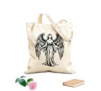 AILOONG Angel Woodcut Style Reusable Shopper Bags 12 oz thick fabric Foldable 25x30cm Small