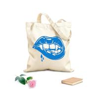 AILOONG appeal Lips Vampire Fangs Girl Fantasy Halloween Canvas Tote Bag 340g/m² thick fabric Replaces school bag