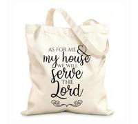 AILOONG As For Me And My House We Will Serve The Lord Reusable Shopper Bags 12 oz thick fabric Foldable 31x36cm Medium