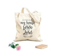 AILOONG As For Me And My House We Will Serve The Lord Reusable Shopper Bags 12 oz thick fabric Foldable 25x30cm Small