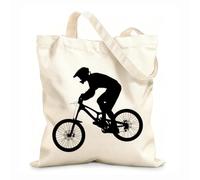 AILOONG Athlete Rider On Bike Mountain Biking Reusable Shopper Bags 12 oz thick fabric Foldable 35x40cm Large