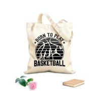 AILOONG Basketball Game Sport Player Quote Born To Play Ball Unbleached Canvas Tote Bag 12 oz thick fabric Uses as a tool bag 35x40cm Large