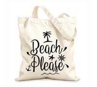 AILOONG Beach Please Inspirational Quotes Reusable Shopper Bags 12 oz thick fabric Foldable 35x40cm Large