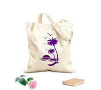AILOONG Beautiful Sunset On The Coast With Palm Trees And Birds In The Kitchen Canvas Wine Gift Bag 340g/m² thick fabric Matches clothing