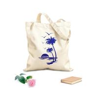 AILOONG Beautiful Sunset On The Coast With Palm Trees And Birds In The Kitchen Canvas Wine Gift Bag 340g/m² thick fabric Matches clothing